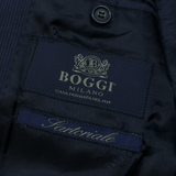 BOGGI Mens Blazer Jacket Blue Knit Wool Pinstripe M