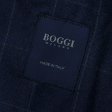 BOGGI Mens Blazer Jacket Blue Knit Wool Check XS