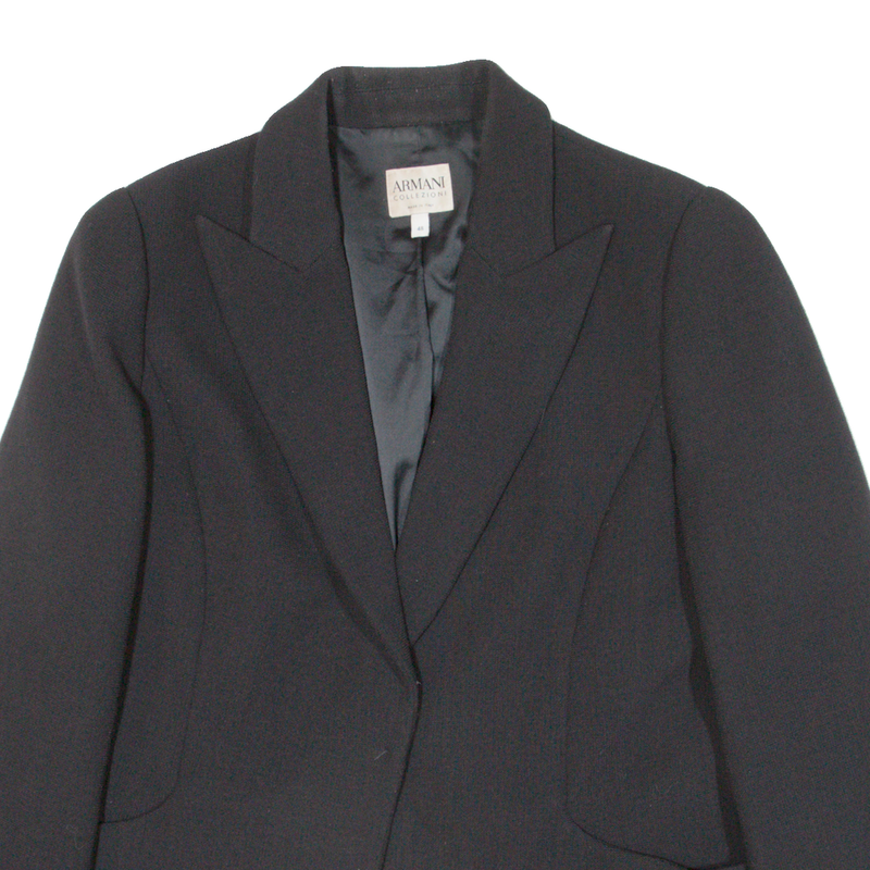 ARMANI COLLEZIONI Womens Blazer Jacket Black Knit Wool L