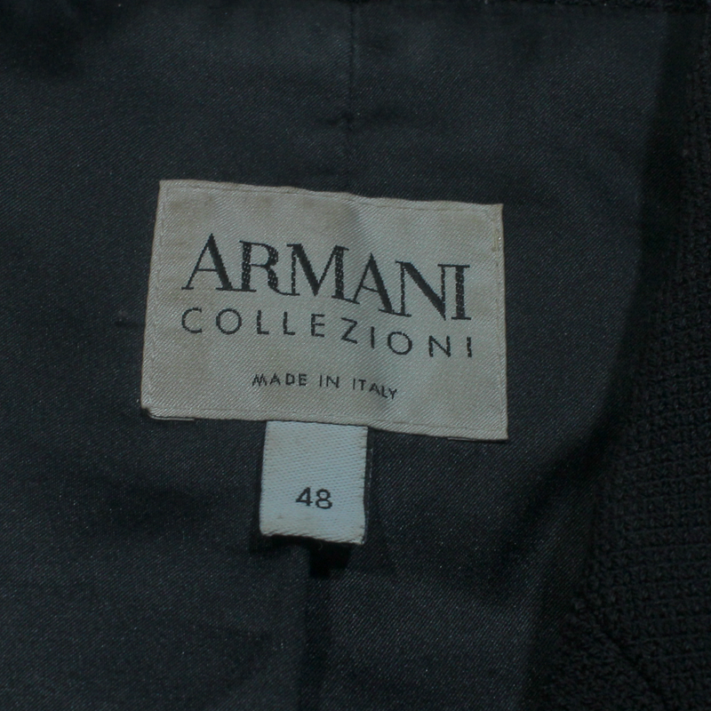 ARMANI COLLEZIONI Womens Blazer Jacket Black Knit Wool L