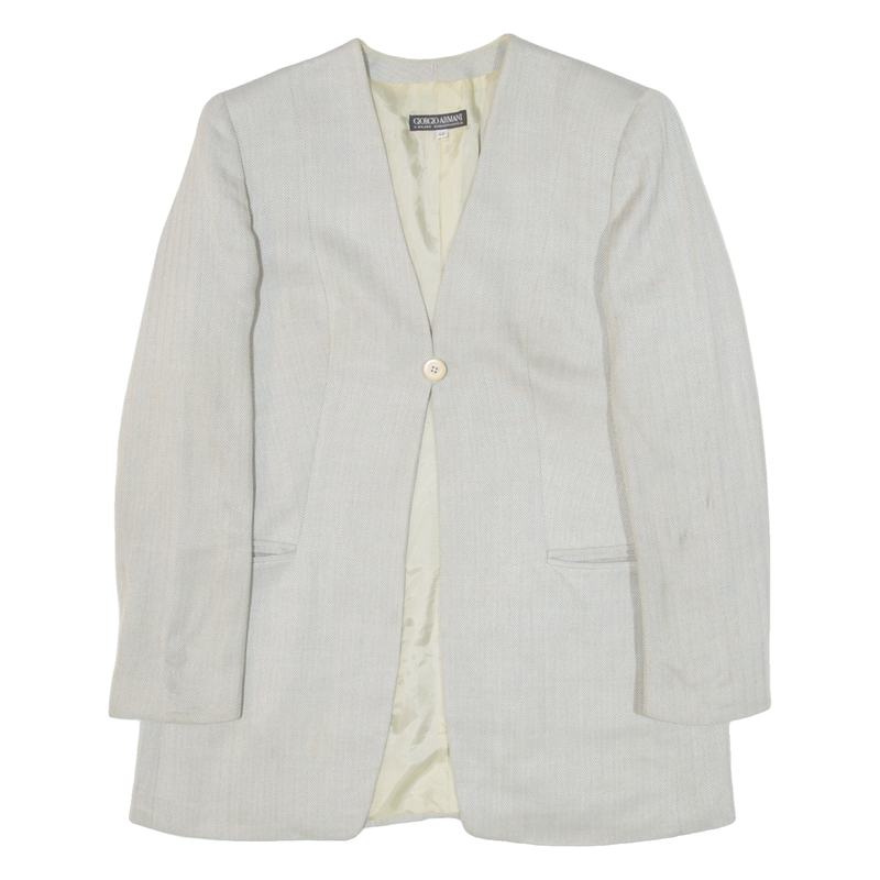 GIORGIO ARMANI Womens Blazer Jacket Blue Knit Herringbone M
