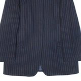 MANI Womens Blazer Jacket Blue Knit Wool 90s Pinstripe L