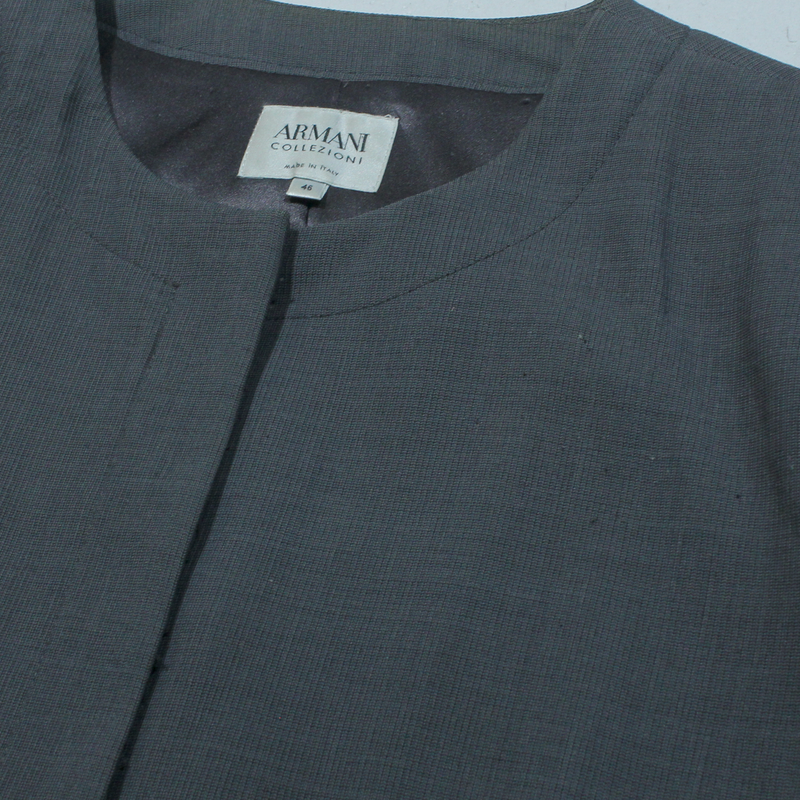 ARMANI COLLEZIONI Womens Blazer Jacket Grey Knit Wool L