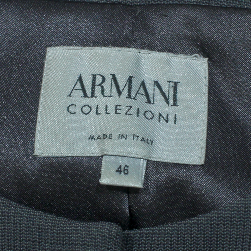ARMANI COLLEZIONI Womens Blazer Jacket Grey Knit Wool L
