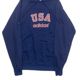ADIDAS Womens Blue Hoodie 90s USA L