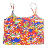 Womens Camisole Top Red Sleeveless Crazy Pattern M