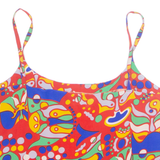 Womens Camisole Top Red Sleeveless Crazy Pattern M