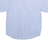 OLIVER GRANT Womens Printed Shirt Blue Collared Pinstripe M