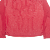 Sheer Beaded Womens Top Red Long Sleeve M