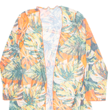 Sheer Womens Kimono Top Orange Long Sleeve Floral M