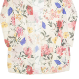 Sheer Womens Kimono Top Cream Long Sleeve Floral S