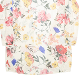Sheer Womens Kimono Top Cream Long Sleeve Floral S
