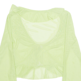 Sheer Womens Top Green V-Neck Long Sleeve M