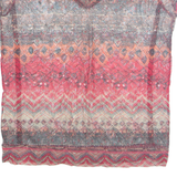 CECIL Sheer Womens Printed Top Red V-Neck Crazy Pattern M