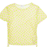 FB SISTER Sheer Ruched Womens Printed Top Green Floral L