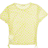 FB SISTER Sheer Ruched Womens Printed Top Green Floral L