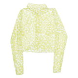 FB SISTER Sheer Womens Printed Shirt Green Collared Long Sleeve Floral S