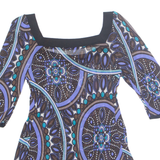 PROMOD Sheer Womens Printed Top Blue 3/4 Sleeve Floral S