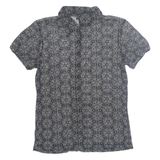 MEXX Sheer Womens Printed Shirt Black Collared Spotted M