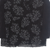 Womens Printed Top Black V-Neck Long Sleeve Floral 3XL