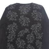 Womens Printed Top Black V-Neck Long Sleeve Floral 3XL