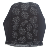 Womens Printed Top Black V-Neck Long Sleeve Floral 3XL