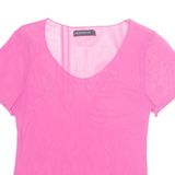 DIPLODOCUS Sheer Womens Top Pink V-Neck Nylon S