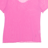 DIPLODOCUS Sheer Womens Top Pink V-Neck Nylon S