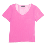 DIPLODOCUS Sheer Womens Top Pink V-Neck Nylon S