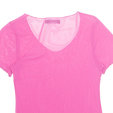 DIPLODOCUS Sheer Womens Top Pink V-Neck Nylon S