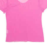 DIPLODOCUS Sheer Womens Top Pink V-Neck Nylon S