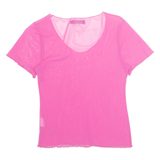 DIPLODOCUS Sheer Womens Top Pink V-Neck Nylon S