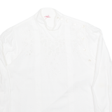 Womens Shirt White Button Neck Long Sleeve Viscose M