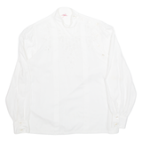 Womens Shirt White Button Neck Long Sleeve Viscose M