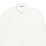 GLASER Womens Shirt Cream Collared Long Sleeve Floral M