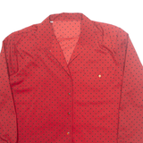 Womens Printed Shirt Red Collared Long Sleeve Spotted S