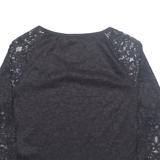 FB SISTER Cropped Womens Top Black 3/4 Sleeve S