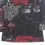 PASSPORT Womens Printed Top Black Long Sleeve Floral M