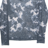 Tie-dye Sheer Womens Printed Top Blue Long Sleeve Crazy Pattern S
