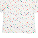 DELMOD Womens Printed Shirt White Collared Spotted M