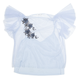 MANGO Womens Top Blue Floral M