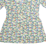 Belted Womens Printed Blouse Green V-Neck Floral UK 16