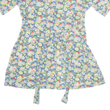 Belted Womens Printed Blouse Green V-Neck Floral UK 16