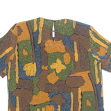 KATHY IKE Womens Printed Top Brown Crazy Pattern M