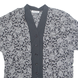 XTROVERT Womens Printed Top Black V-Neck Floral UK 10