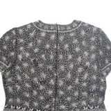 PAPELL BOUTIQUE Beaded Womens Printed Top Black Silk Floral XL