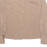 DEL MOD Womens Shirt Brown Button Neck Long Sleeve M
