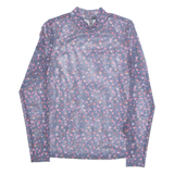 PIECES Sheer Womens Printed Top Purple High Neck Long Sleeve Floral S