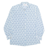 VALENTINE Womens Printed Shirt Blue Collared Long Sleeve Geometric S