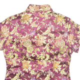 KAIYU Eastern Inspired Womens Printed Top Maroon V-Neck Floral S